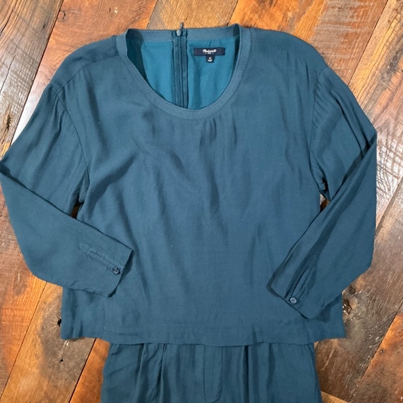 Clermont Overlay Jumpsuit M Harbor Blue Rayon Peekaboo Back - Picture 5 of 10